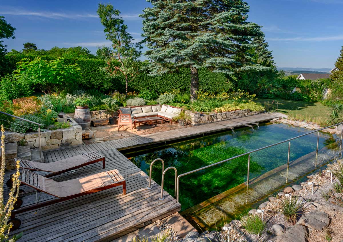 Naturpool mit Aussengestaltung, Planung und Ausführung Burgenland